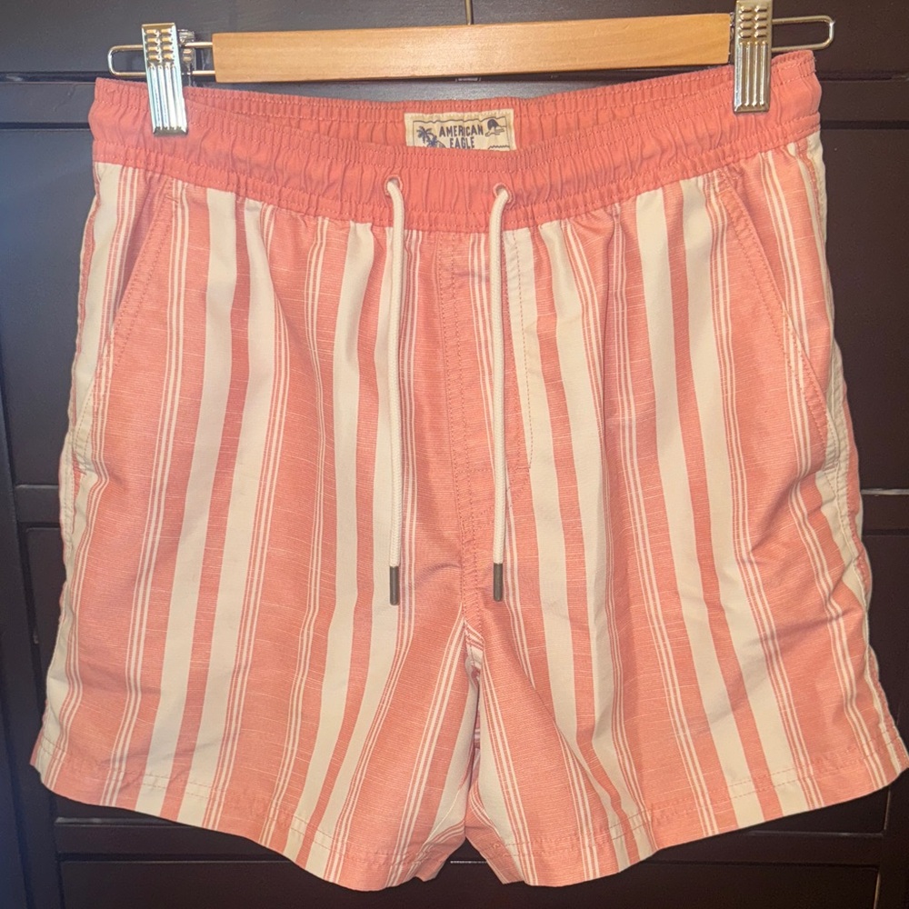 American Eagle Outfitters Coral and White Striped Shorts